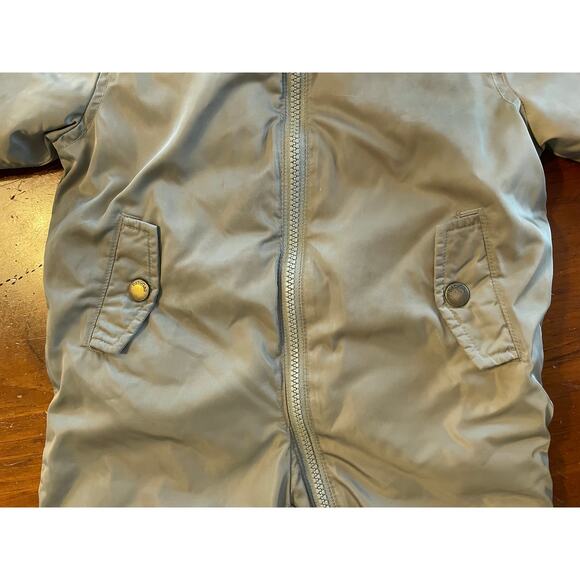 Baby Gap 12-18 Months Snowsuit Hooded One Piece Olive Green Orange Pockets Flaws - Picture 4 of 16